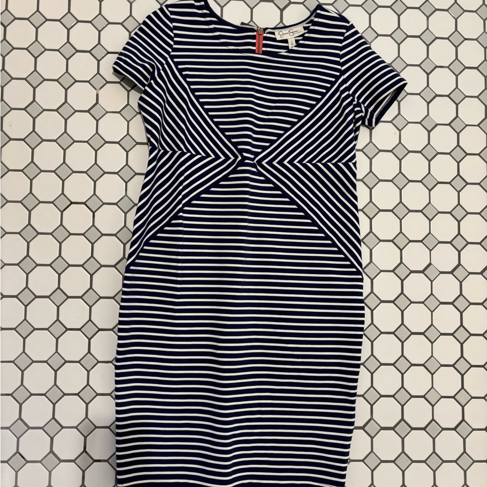 Jessica Simpson Maternity Navy and White Striped Dress